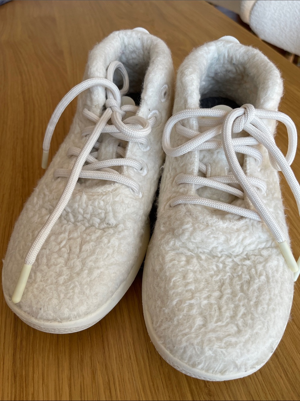 Allbirds-Rare White Wool Fleece High-Top Sneakers